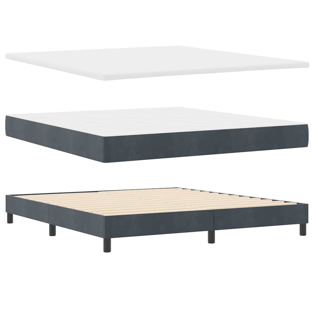 Boxspringbett mit Kopfteil Dunkelgrau 180 x 200 cm Samt