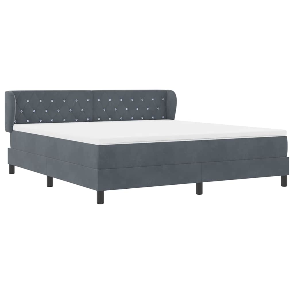 Boxspringbett mit Kopfteil Dunkelgrau 180 x 200 cm Samt
