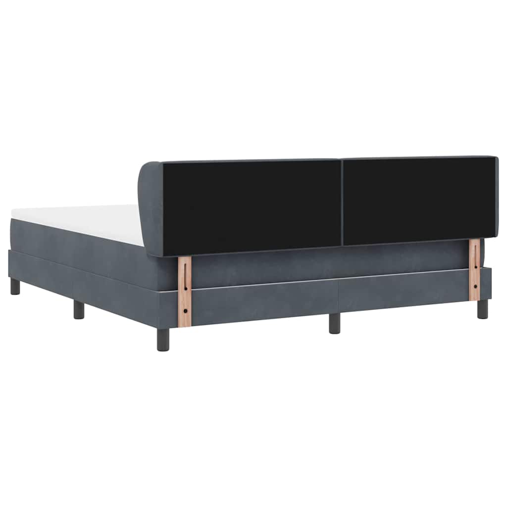 Boxspringbett mit Kopfteil Dunkelgrau 180 x 200 cm Samt