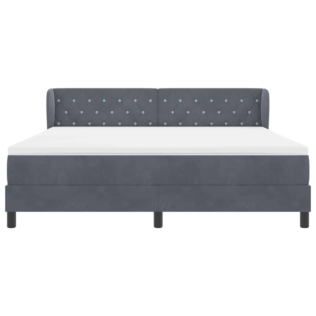 Boxspringbett mit Kopfteil Dunkelgrau 180 x 200 cm Samt