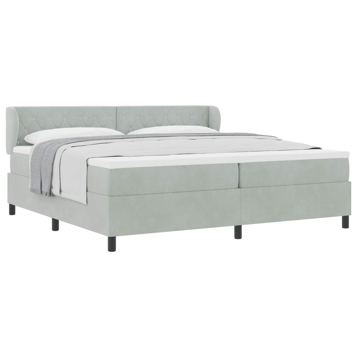 Boxspringbett mit Matratze Hellgrau 200 x 200 cm Samt