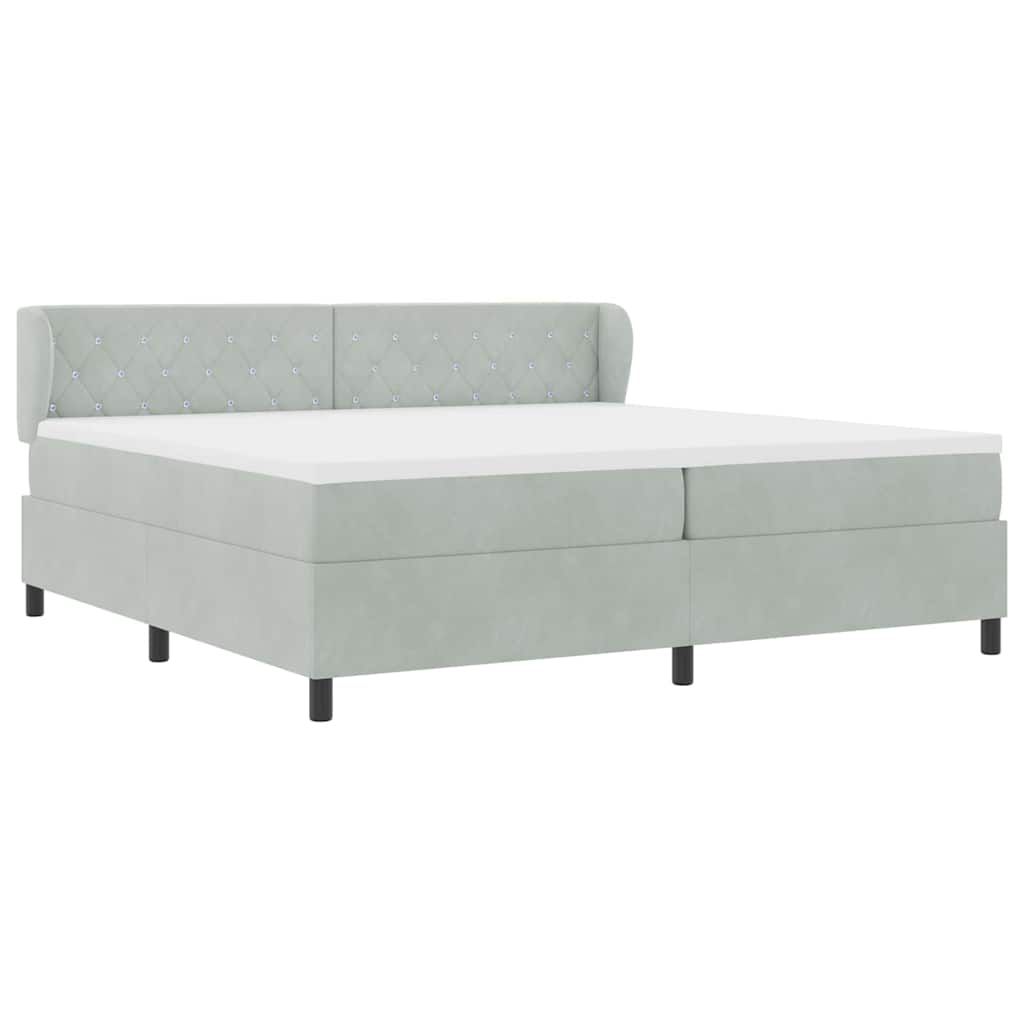 Boxspringbett mit Matratze Hellgrau 200 x 200 cm Samt