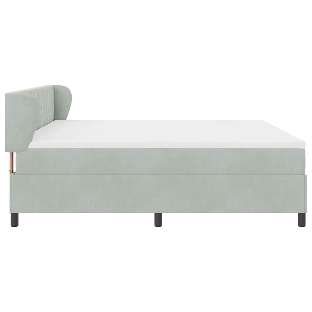Boxspringbett mit Matratze Hellgrau 200 x 200 cm Samt