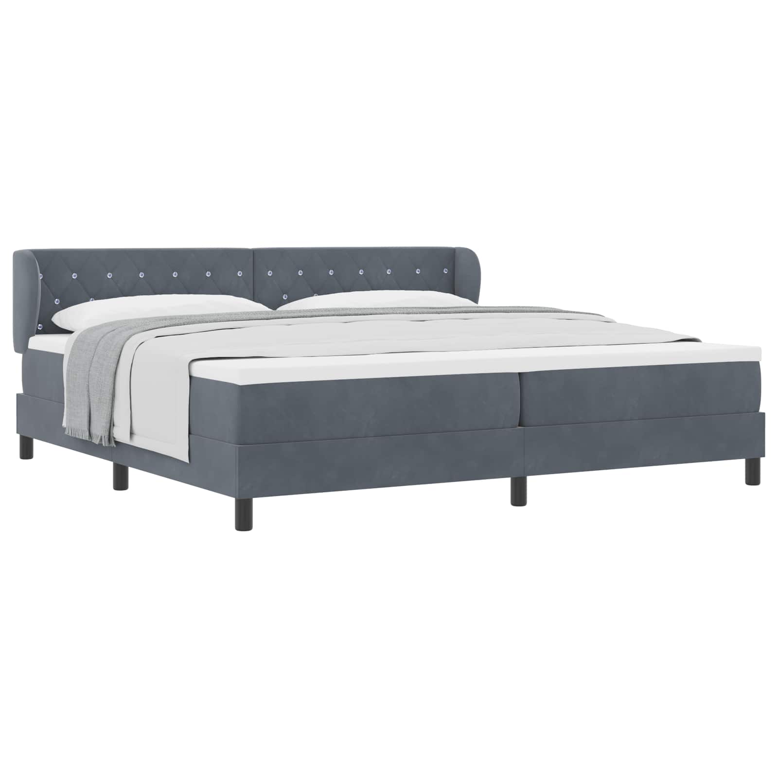Boxspringbett mit Matratze Dunkelgrau 200 x 200 cm Samt