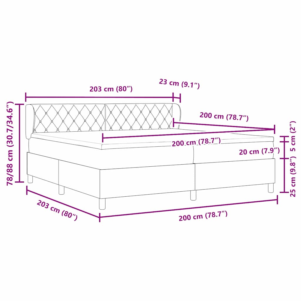 Boxspringbett mit Matratze Dunkelgrau 200 x 200 cm Samt