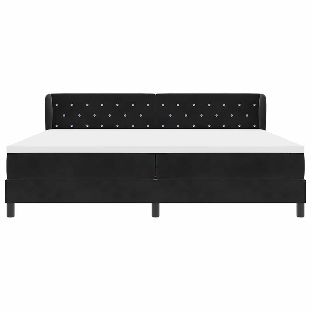 Boxspringbett mit Matratze Schwarz 200 x 200 cm Samt