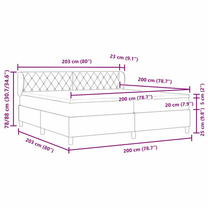 Boxspringbett mit Matratze Schwarz 200 x 200 cm Samt