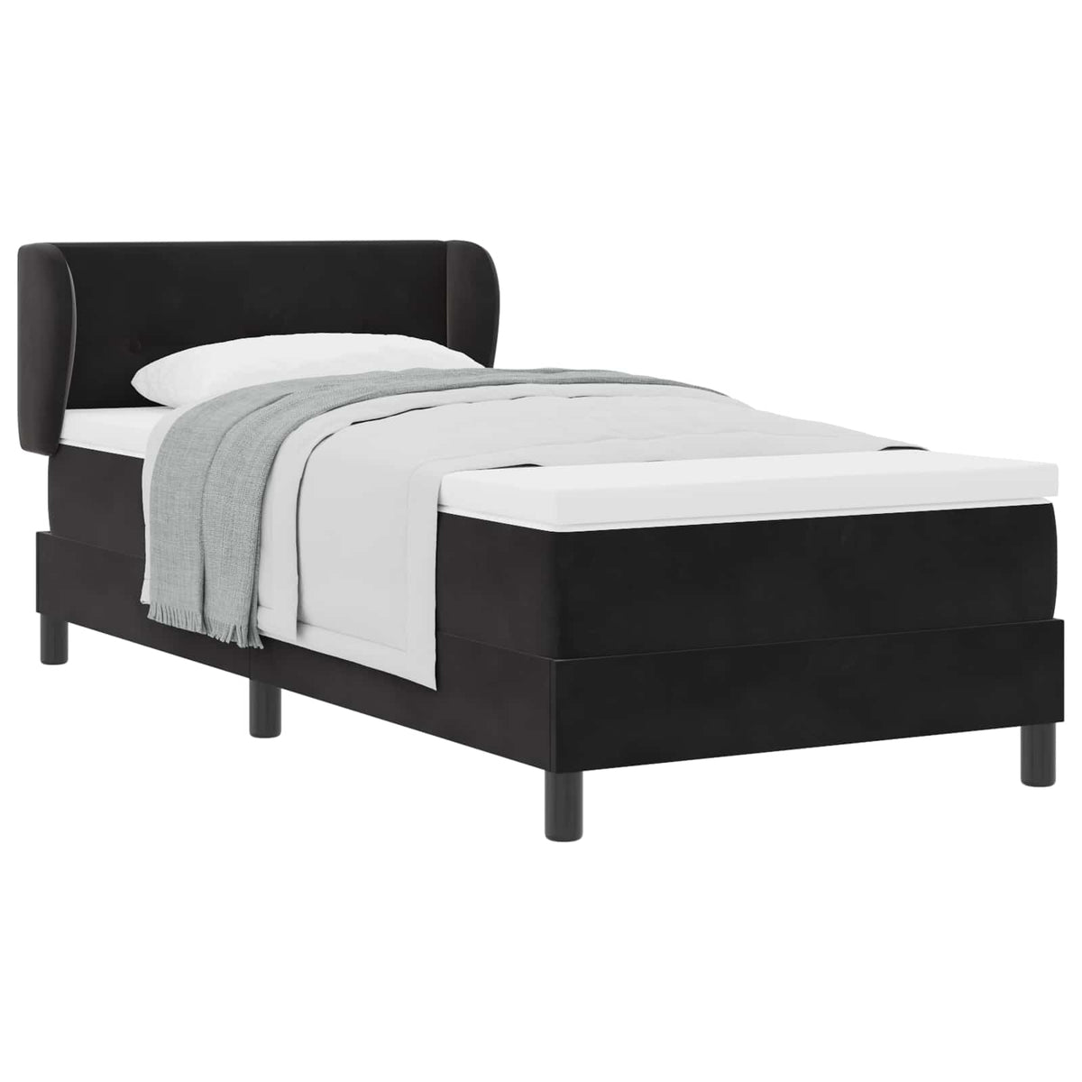 Boxspringbett mit Kopfteil Schwarz 80 x 200 cm Samt