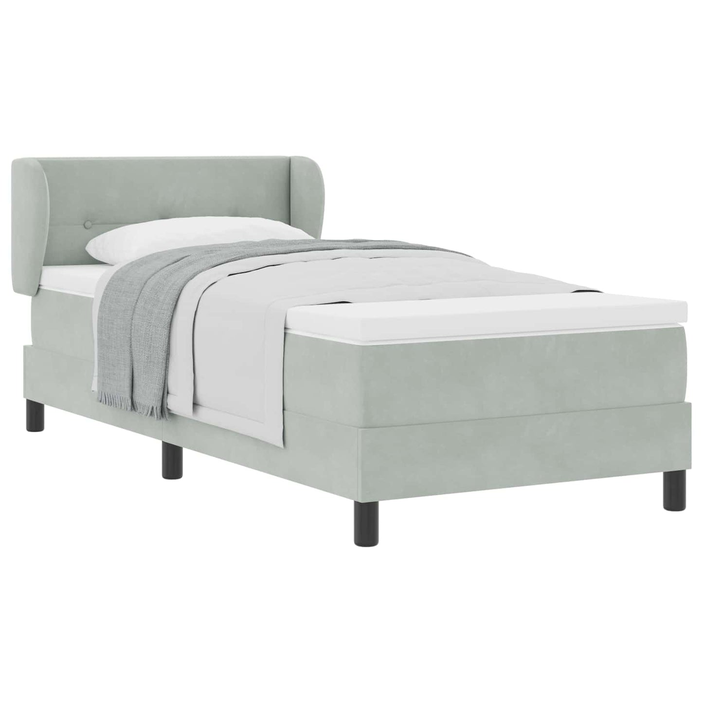 Boxspringbett mit Kopfteil Hellgrau 90 x 190 cm Samt