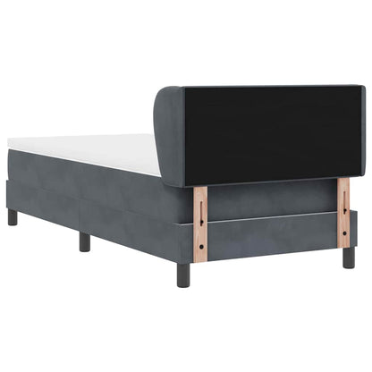 Boxspringbett mit Kopfteil Dunkelgrau 90 x 190 cm Samt