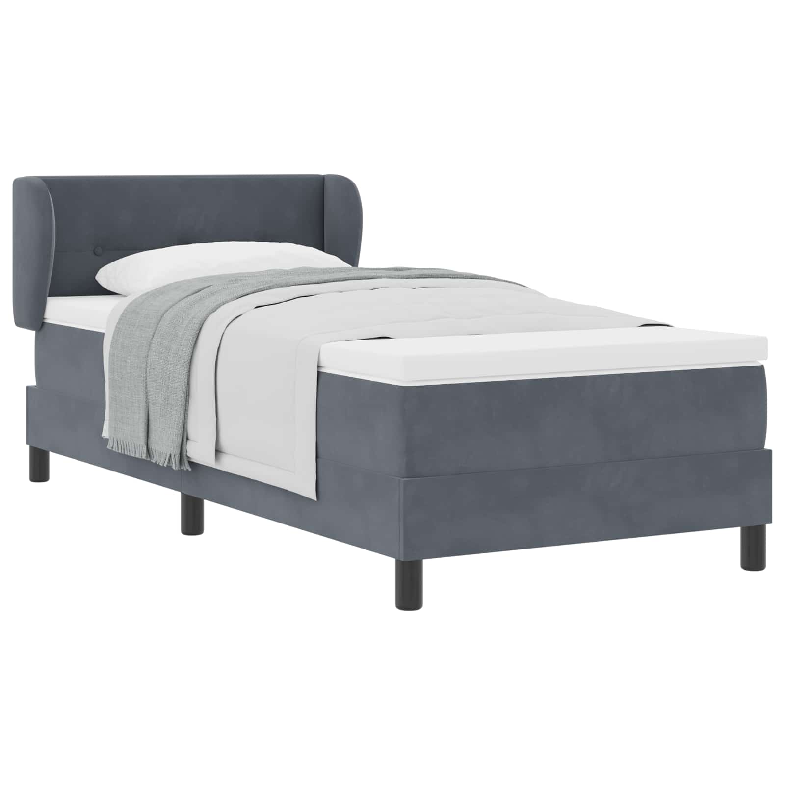 Boxspringbett mit Kopfteil Dunkelgrau 90 x 200 cm Samt