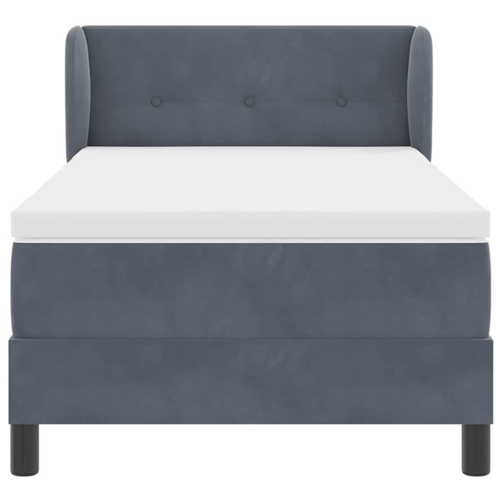 Boxspringbett mit Kopfteil Dunkelgrau 90 x 200 cm Samt