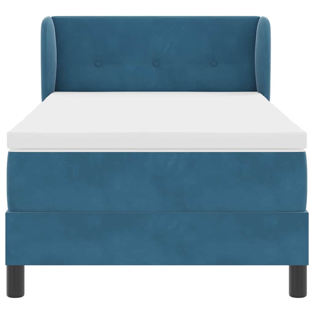 Boxspringbett mit Kopfteil Dunkelblau 90 x 200 cm Samt