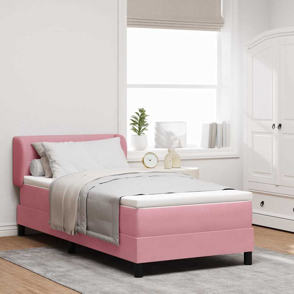 Boxspringbett mit Kopfteil Rosa 90 x 200 cm Samt