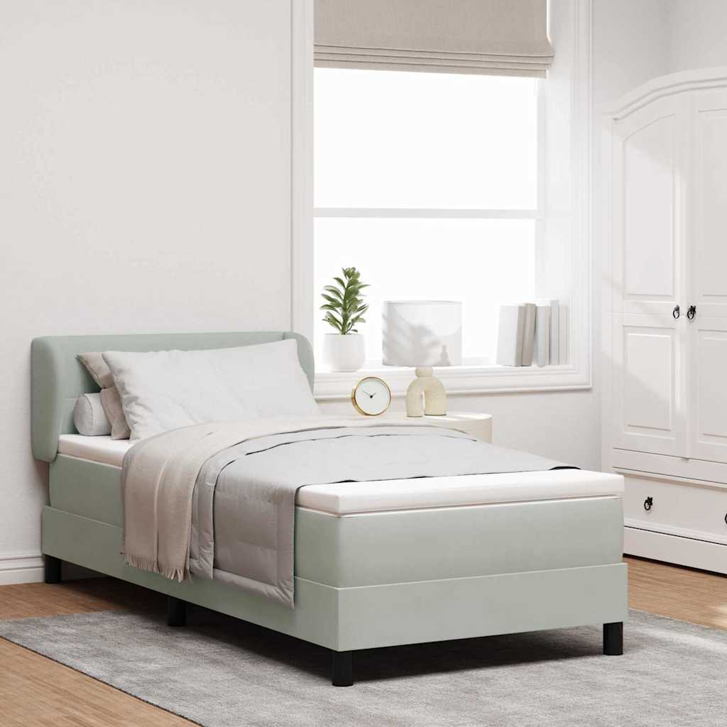 Boxspringbett mit Kopfteil Hellgrau 100 x 200 cm Samt