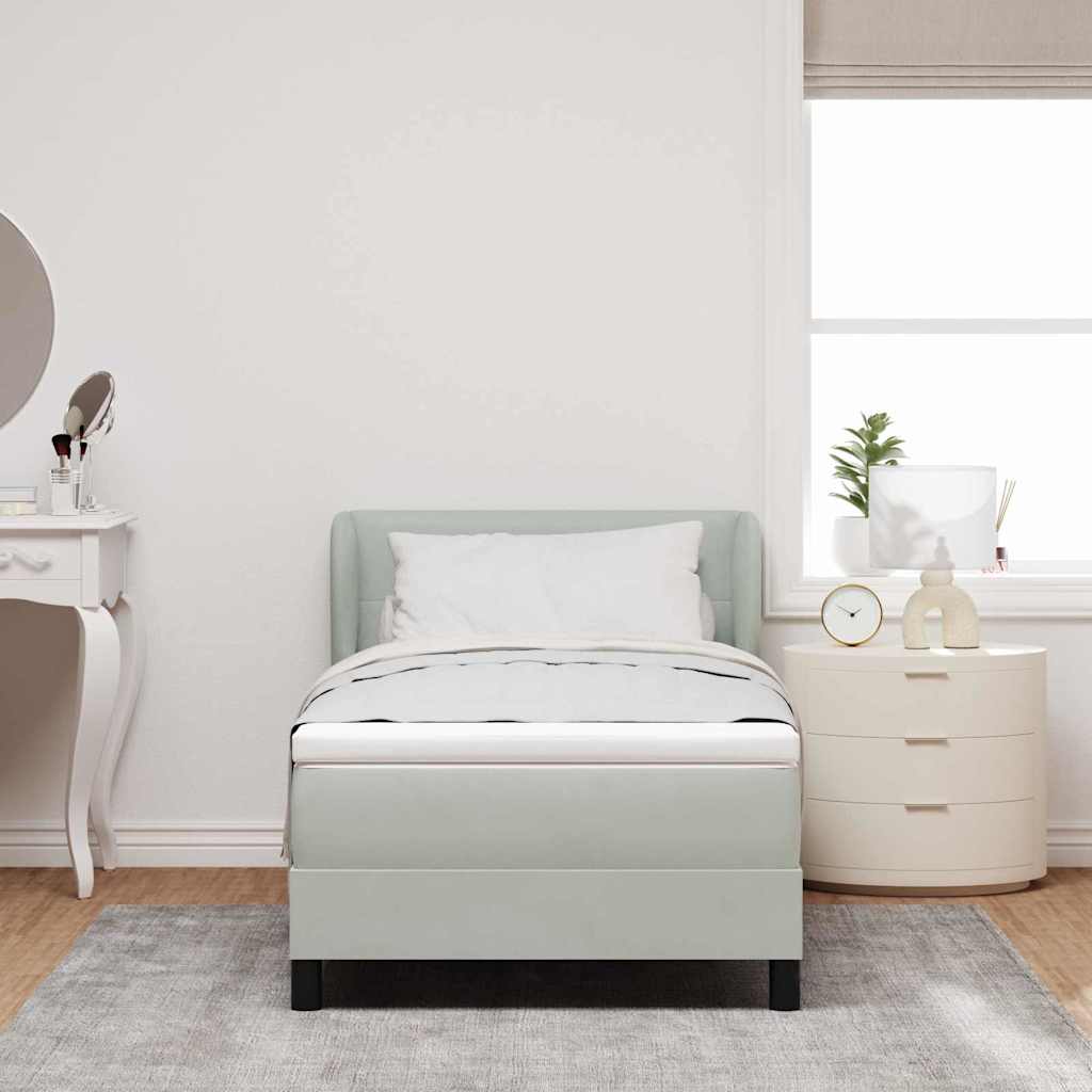 Boxspringbett mit Kopfteil Hellgrau 100 x 200 cm Samt