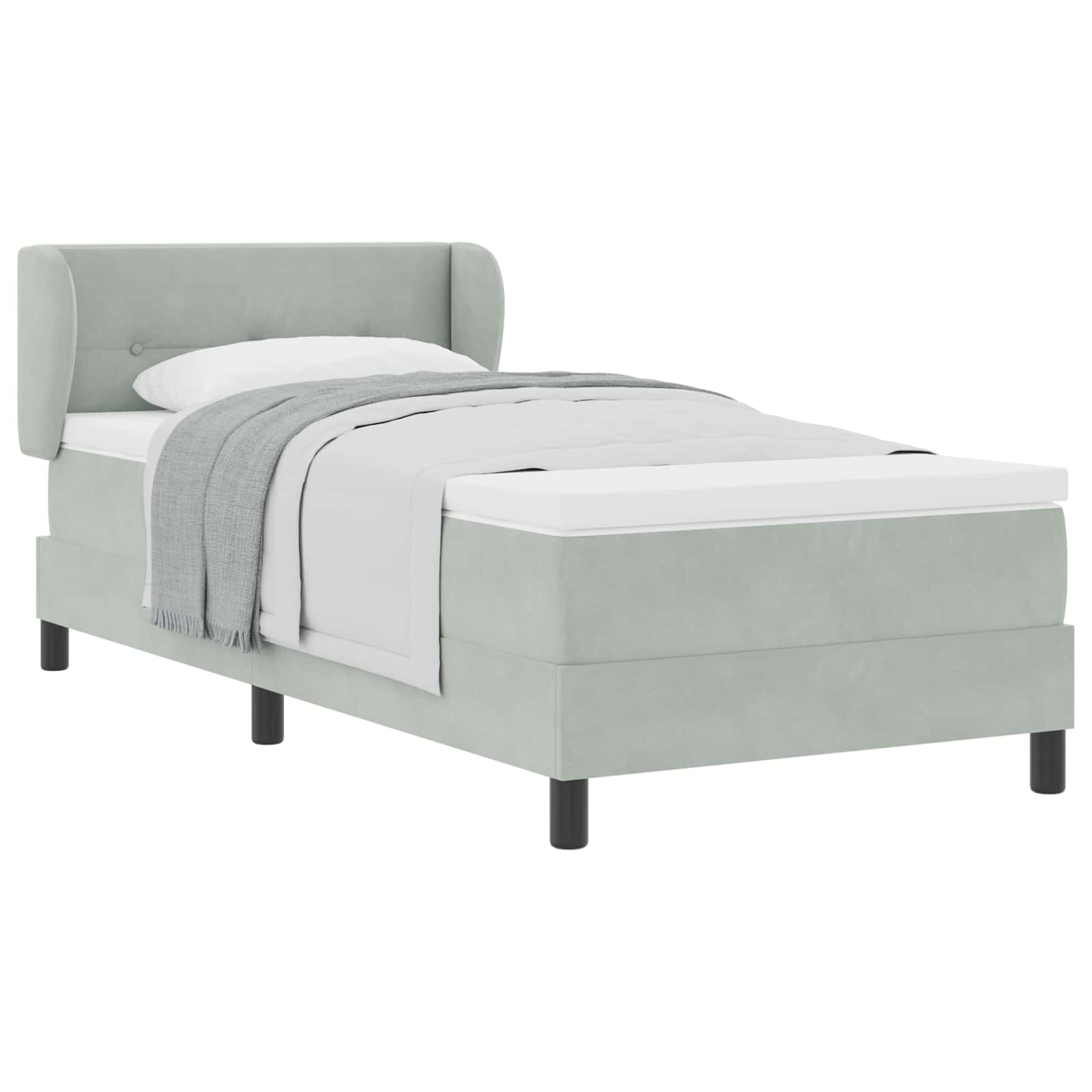 Boxspringbett mit Kopfteil Hellgrau 100 x 200 cm Samt
