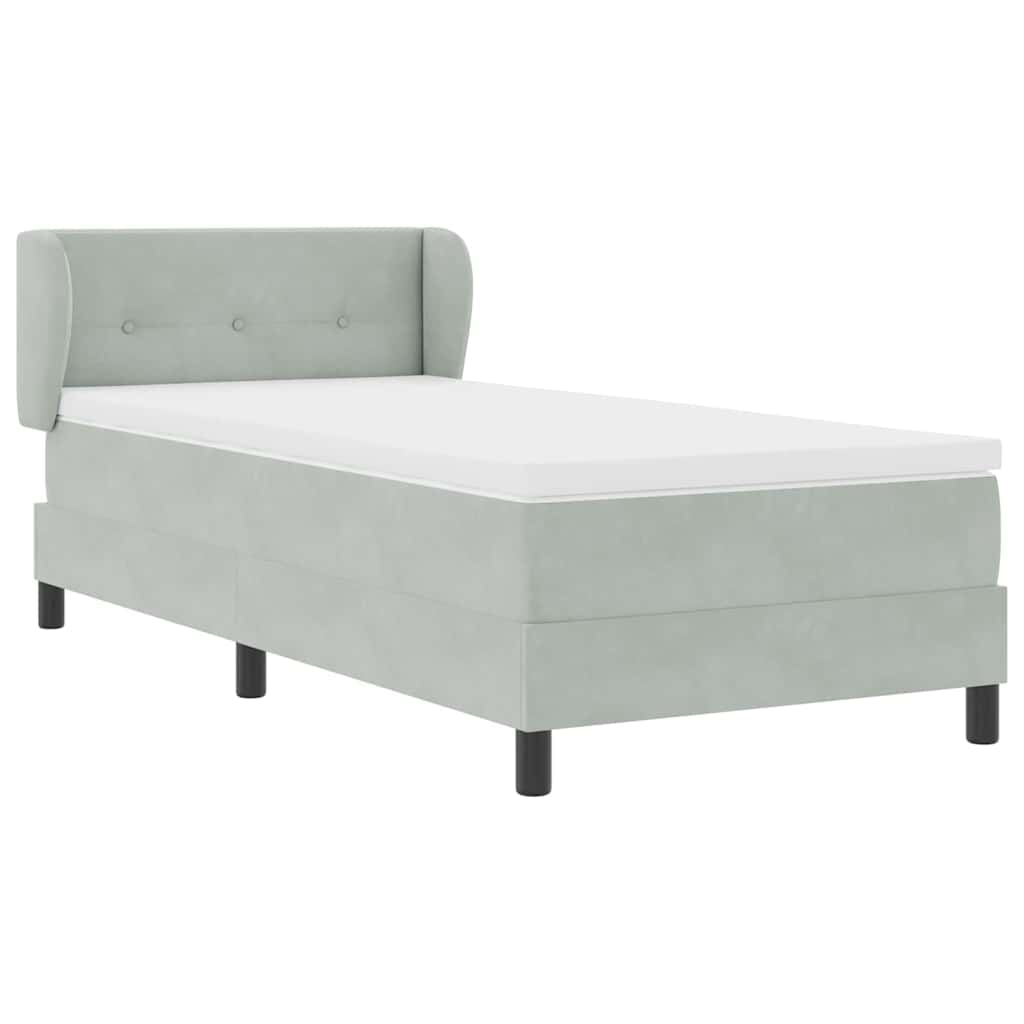 Boxspringbett mit Kopfteil Hellgrau 100 x 200 cm Samt