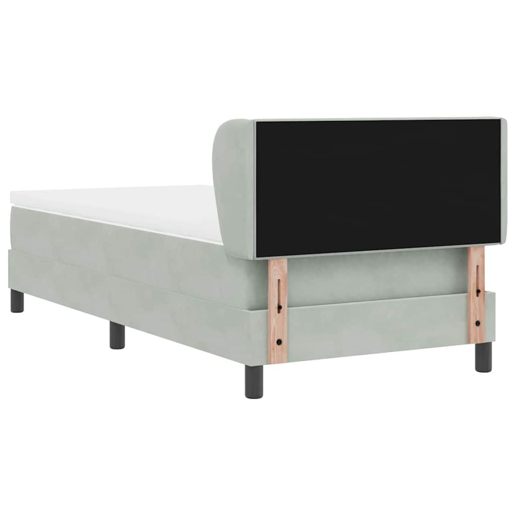 Boxspringbett mit Kopfteil Hellgrau 100 x 200 cm Samt