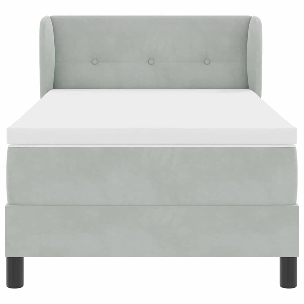 Boxspringbett mit Kopfteil Hellgrau 100 x 200 cm Samt