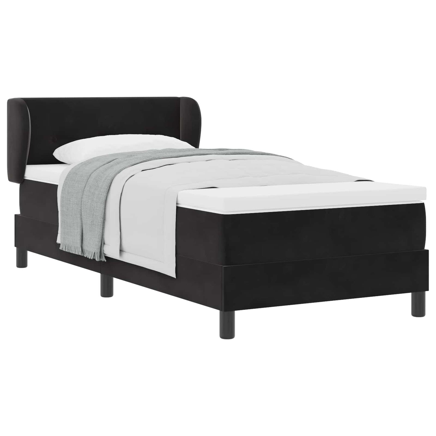 Boxspringbett mit Kopfteil Schwarz 100 x 200 cm Samt
