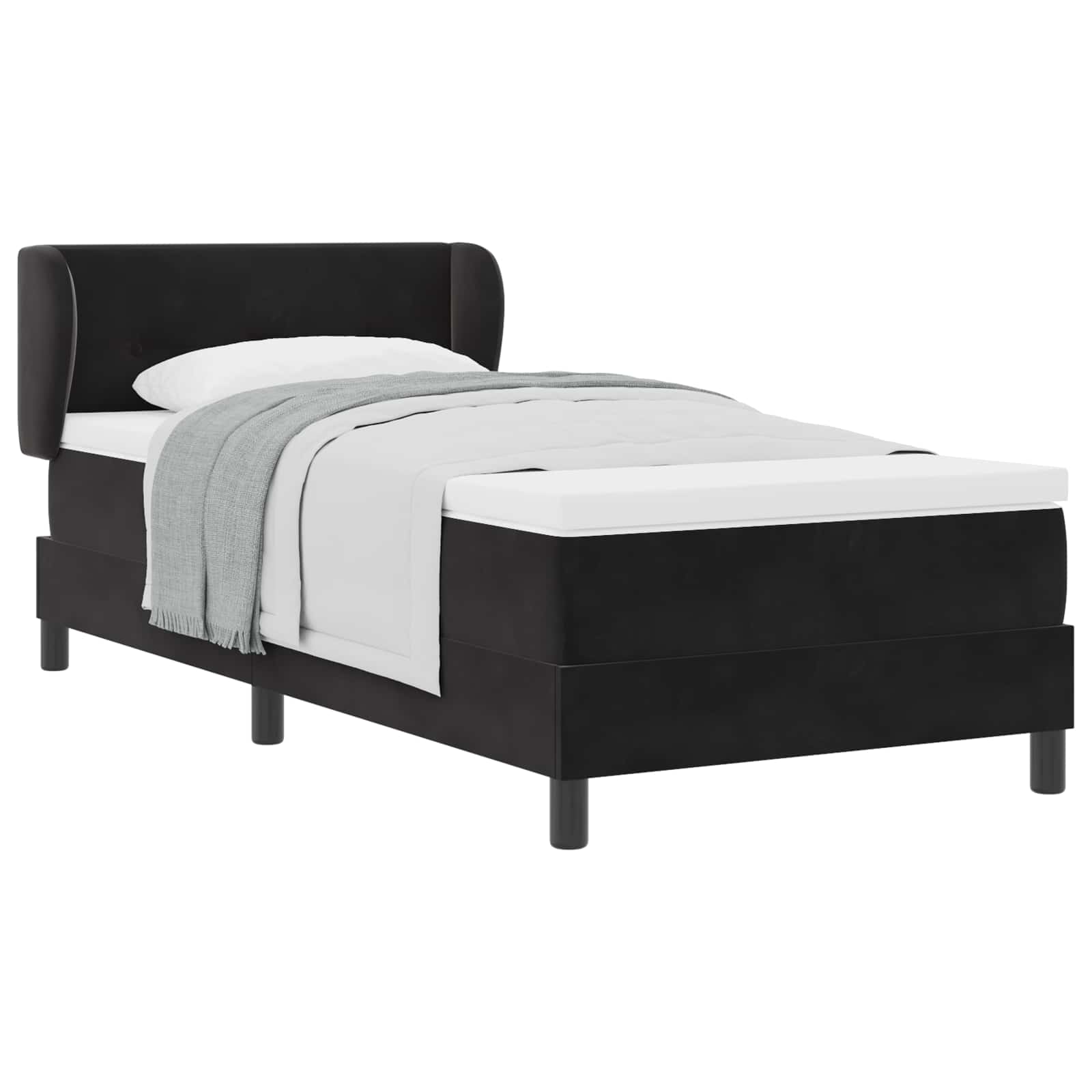Boxspringbett mit Kopfteil Schwarz 100 x 200 cm Samt