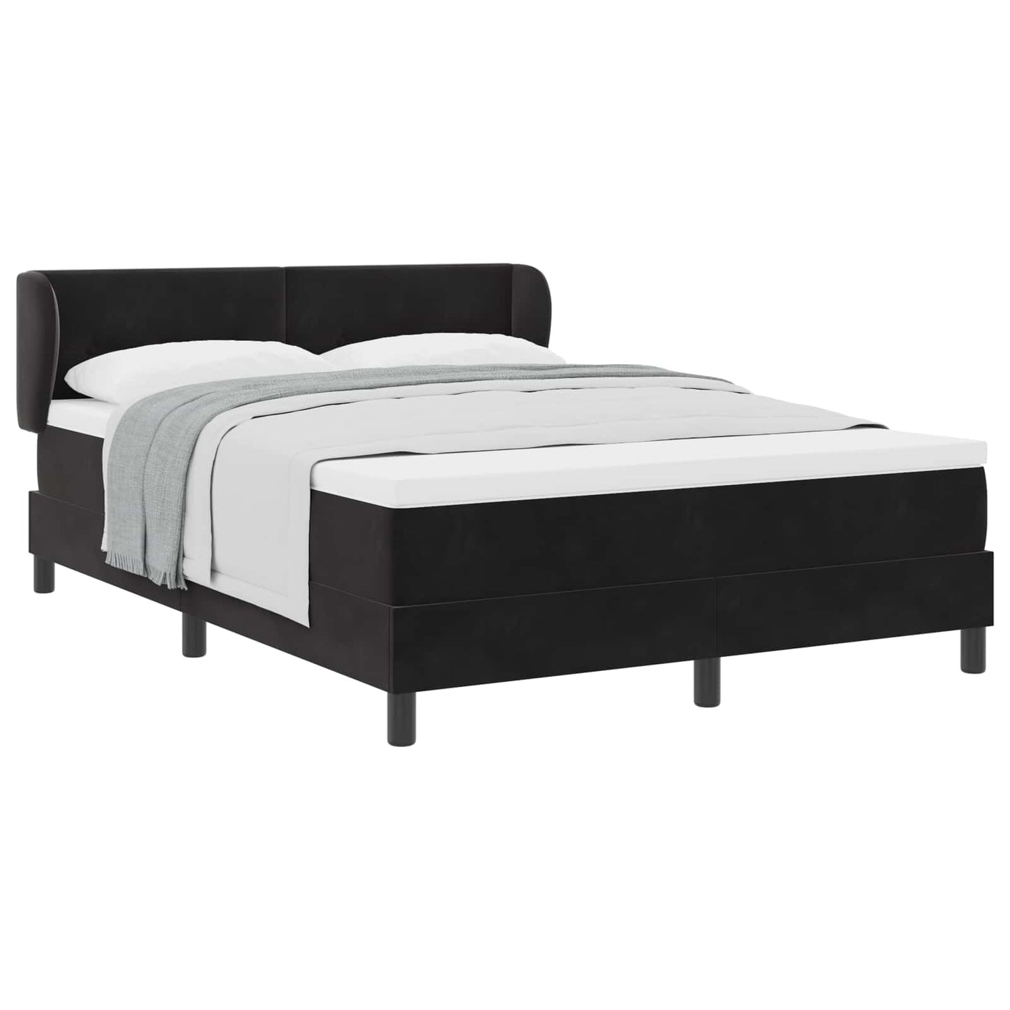 Boxspringbett mit Kopfteil Schwarz 140 x 190 cm Samt