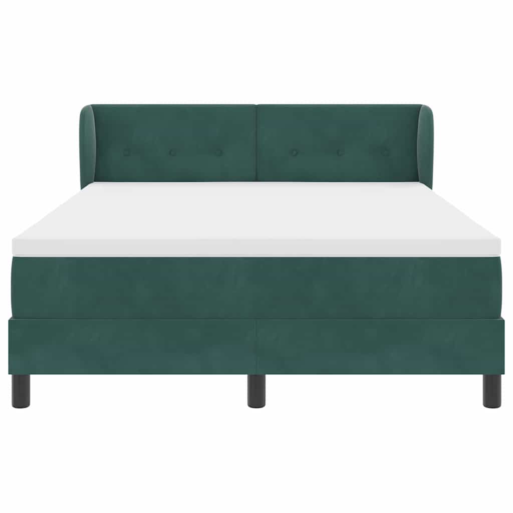 Boxspringbett mit Kopfteil Dunkelgrün 140 x 190 cm Samt