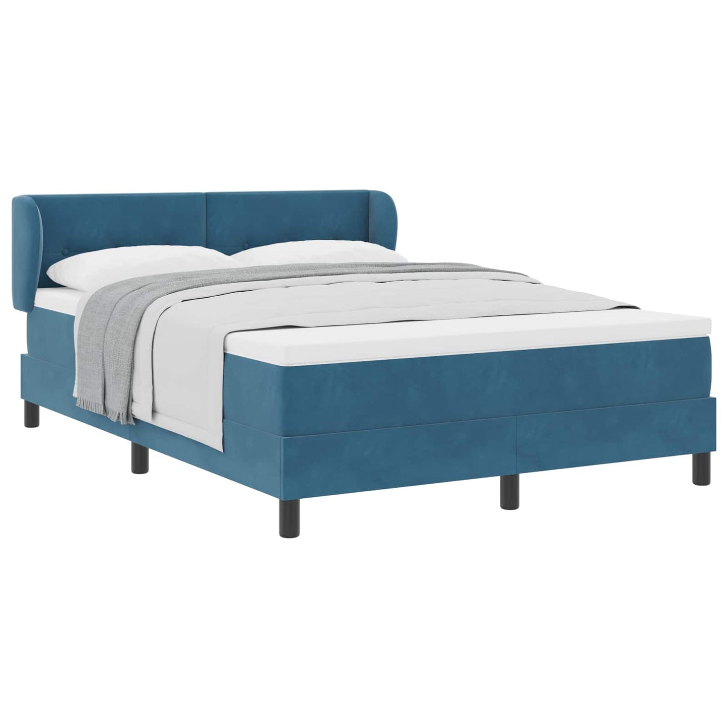 Boxspringbett mit Kopfteil Dunkelblau 140 x 190 cm Samt
