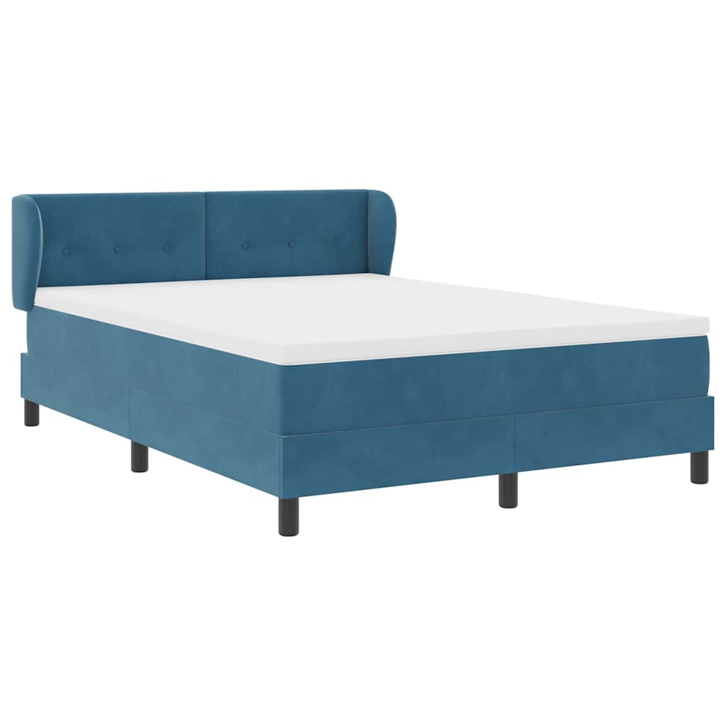 Boxspringbett mit Kopfteil Dunkelblau 140 x 190 cm Samt