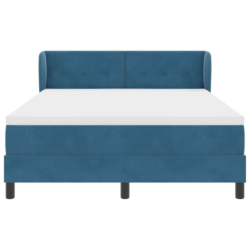 Boxspringbett mit Kopfteil Dunkelblau 140 x 190 cm Samt