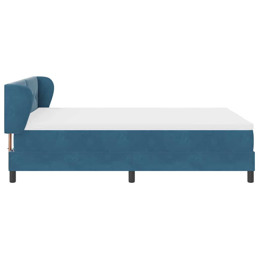 Boxspringbett mit Kopfteil Dunkelblau 140 x 190 cm Samt