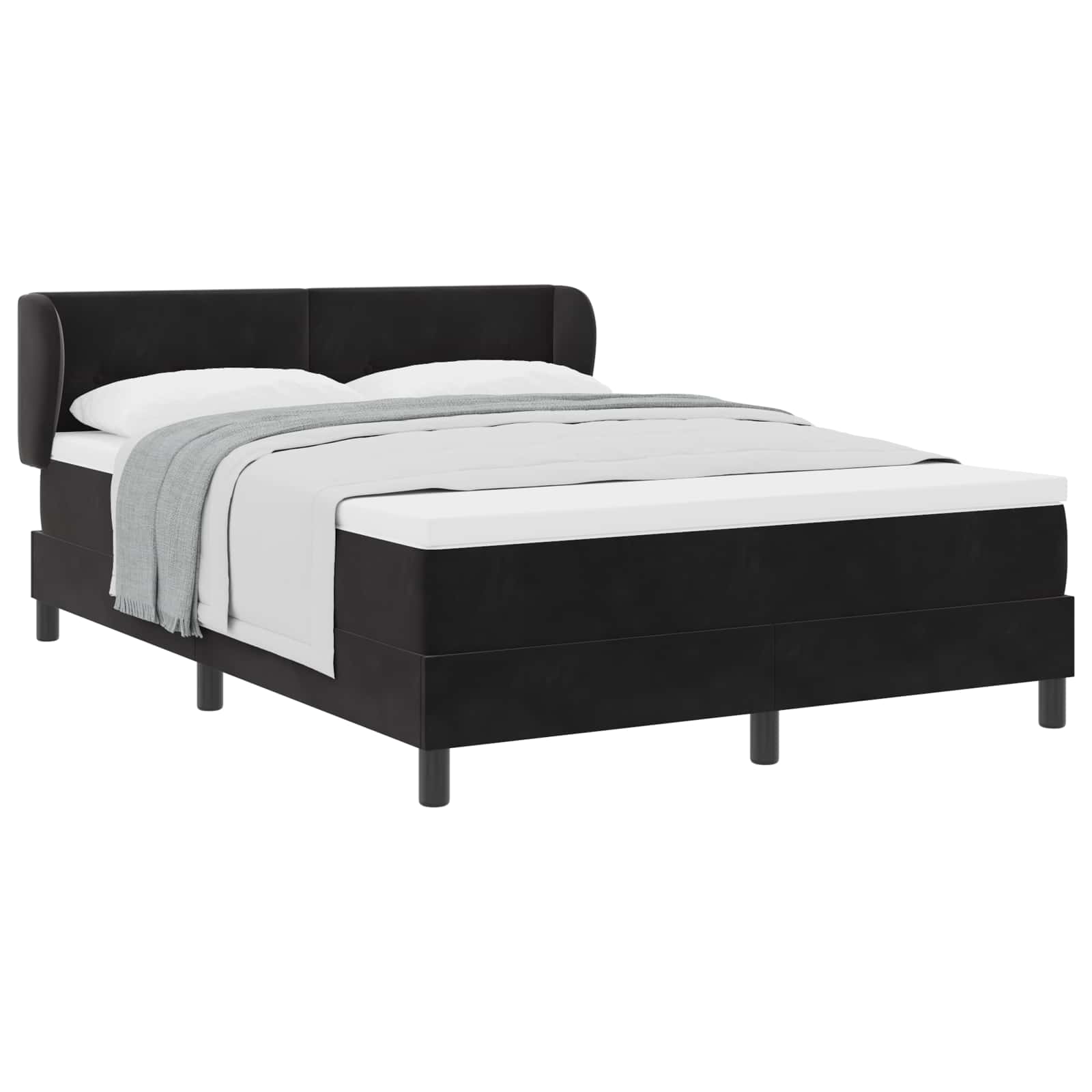 Boxspringbett mit Kopfteil Schwarz 140 x 200 cm Samt