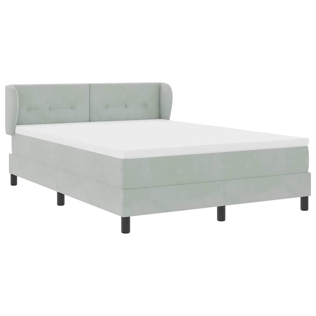 Boxspringbett mit Kopfteil Hellgrau 160 x 200 cm Samt