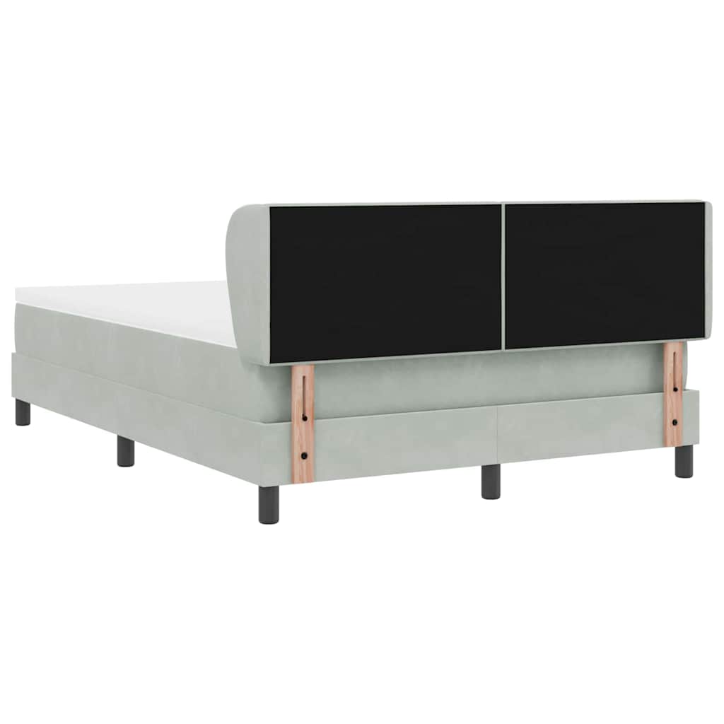 Boxspringbett mit Kopfteil Hellgrau 160 x 200 cm Samt