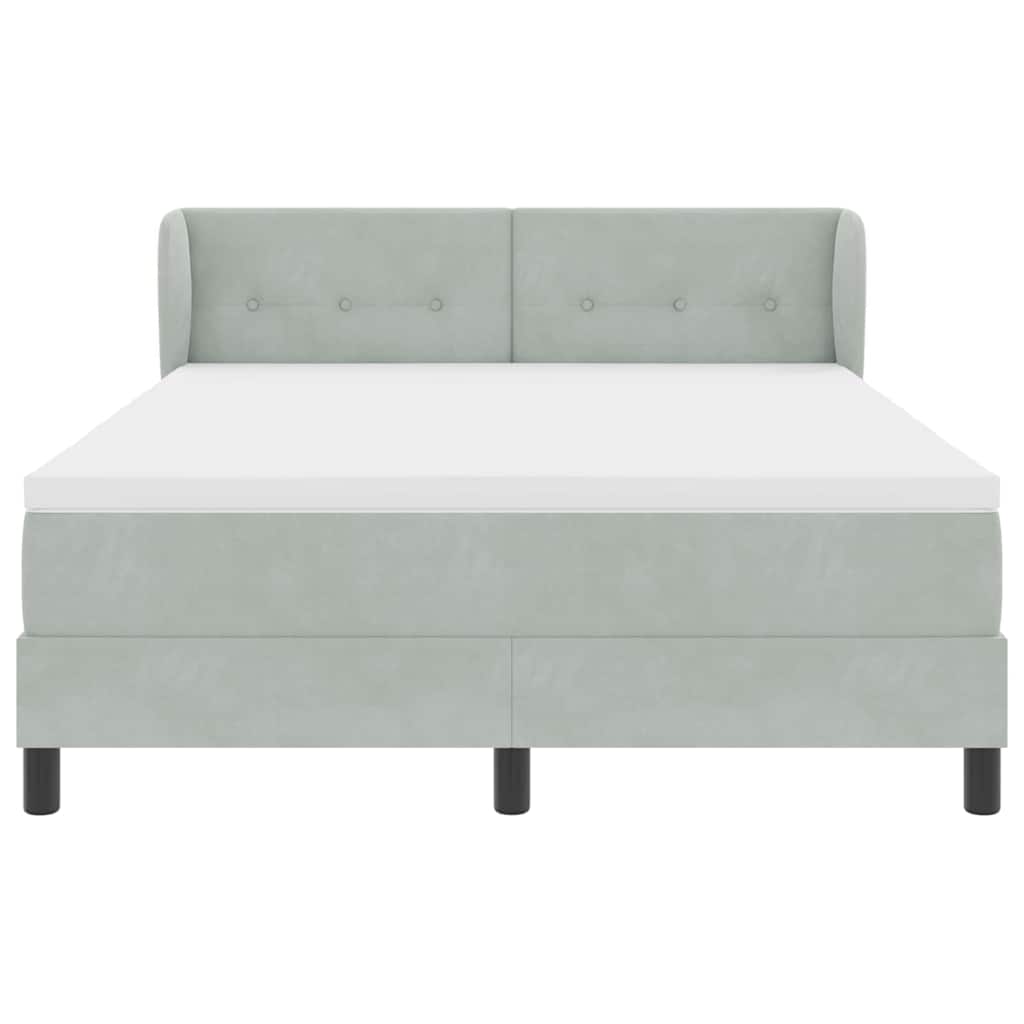 Boxspringbett mit Kopfteil Hellgrau 160 x 200 cm Samt