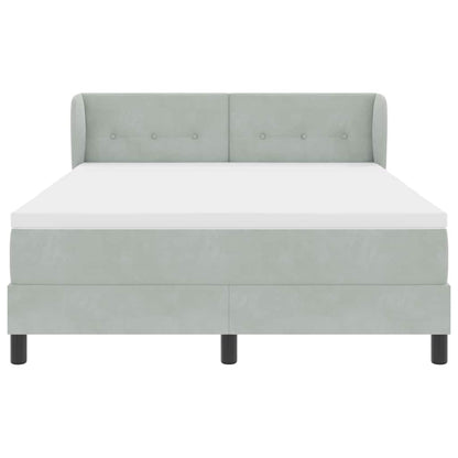 Boxspringbett mit Kopfteil Hellgrau 160 x 200 cm Samt