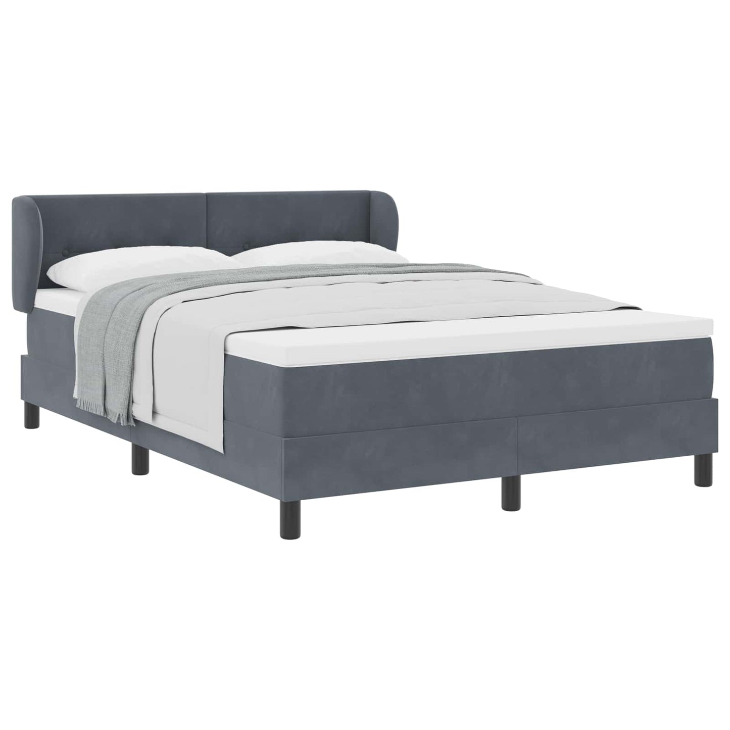 Boxspringbett mit Kopfteil Dunkelgrau 160 x 200 cm Samt