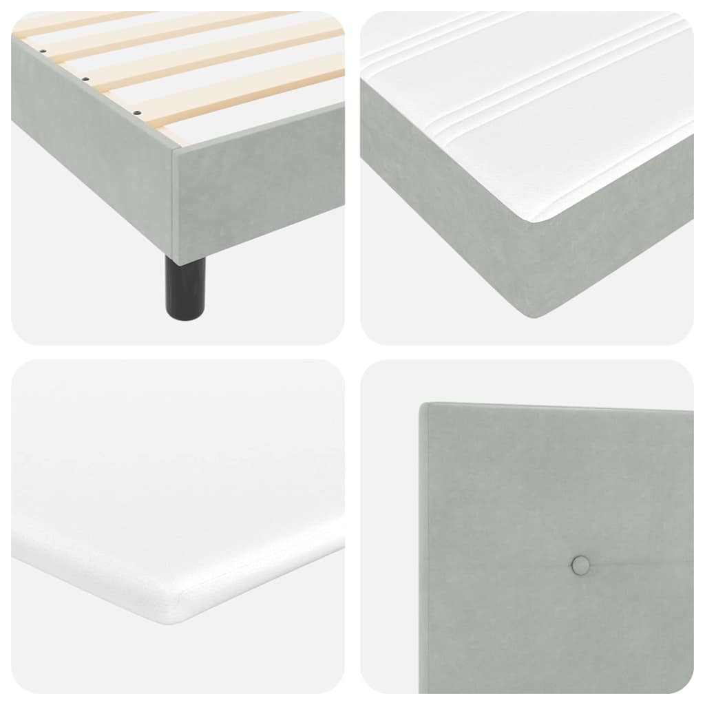 Boxspringbett mit Kopfteil Hellgrau 180 x 200 cm Samt