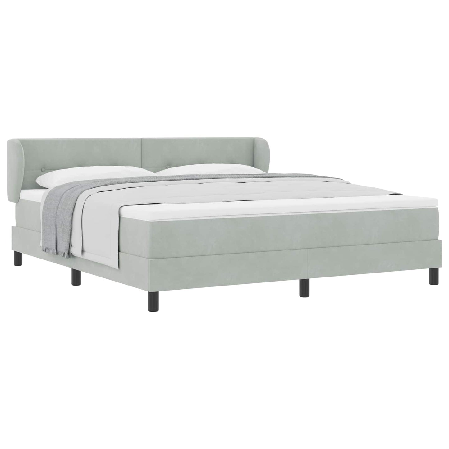 Boxspringbett mit Kopfteil Hellgrau 180 x 200 cm Samt