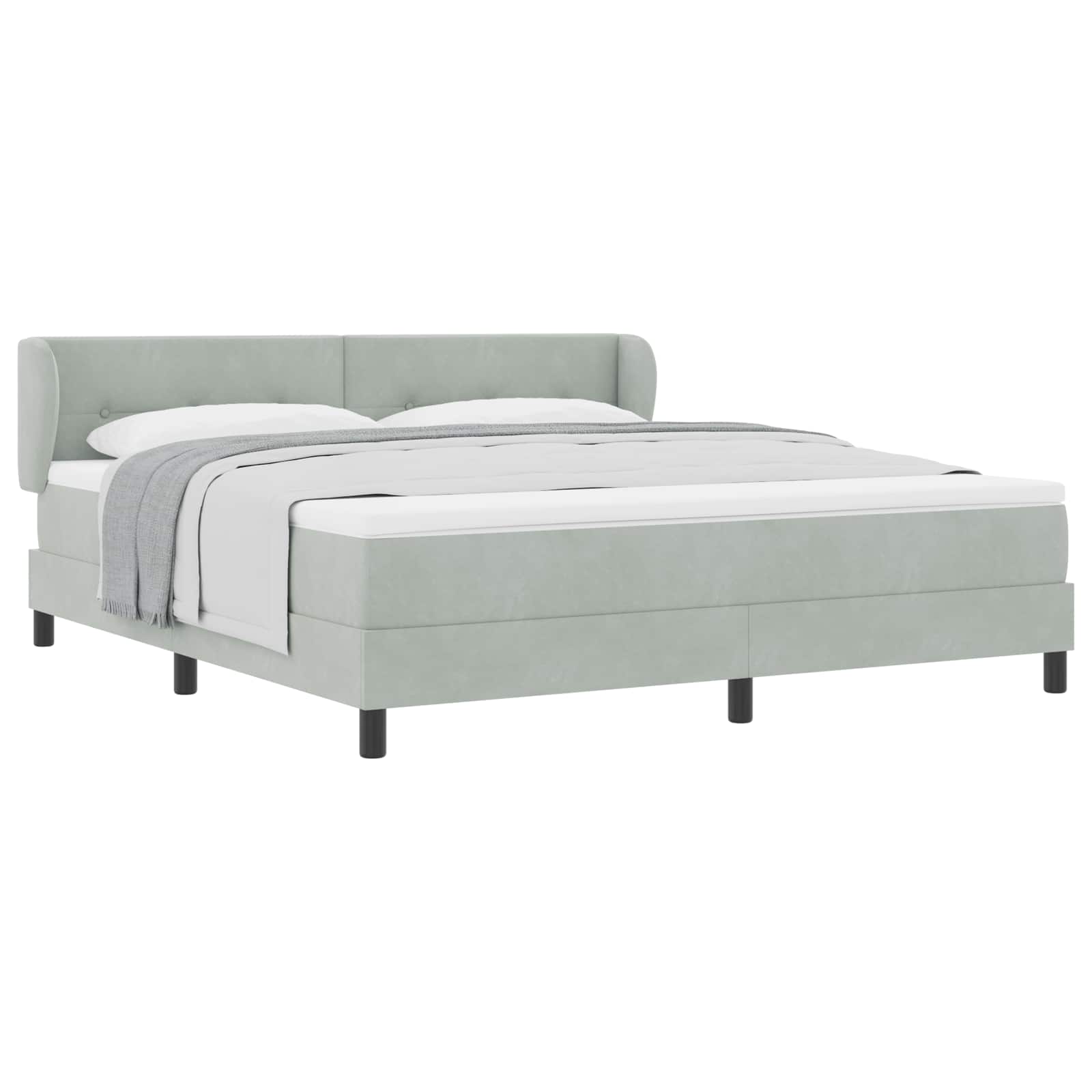 Boxspringbett mit Kopfteil Hellgrau 180 x 200 cm Samt