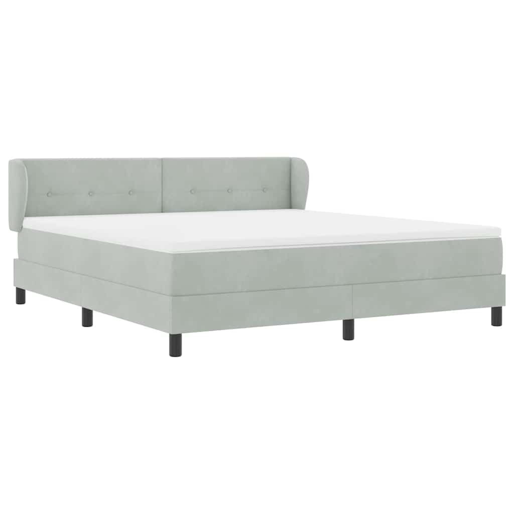 Boxspringbett mit Kopfteil Hellgrau 180 x 200 cm Samt