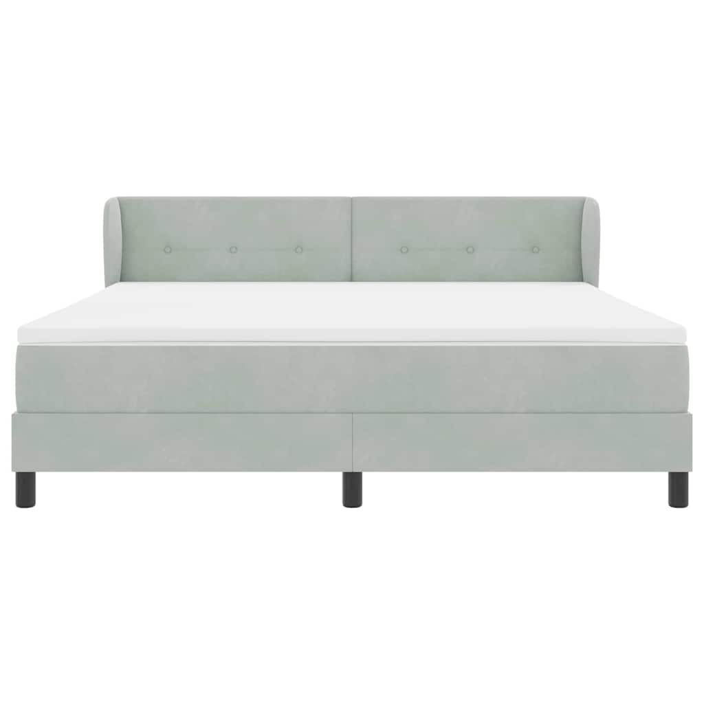 Boxspringbett mit Kopfteil Hellgrau 180 x 200 cm Samt
