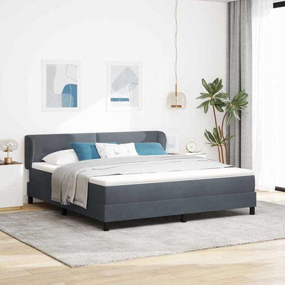 Boxspringbett mit Kopfteil Dunkelgrau 180 x 200 cm Samt