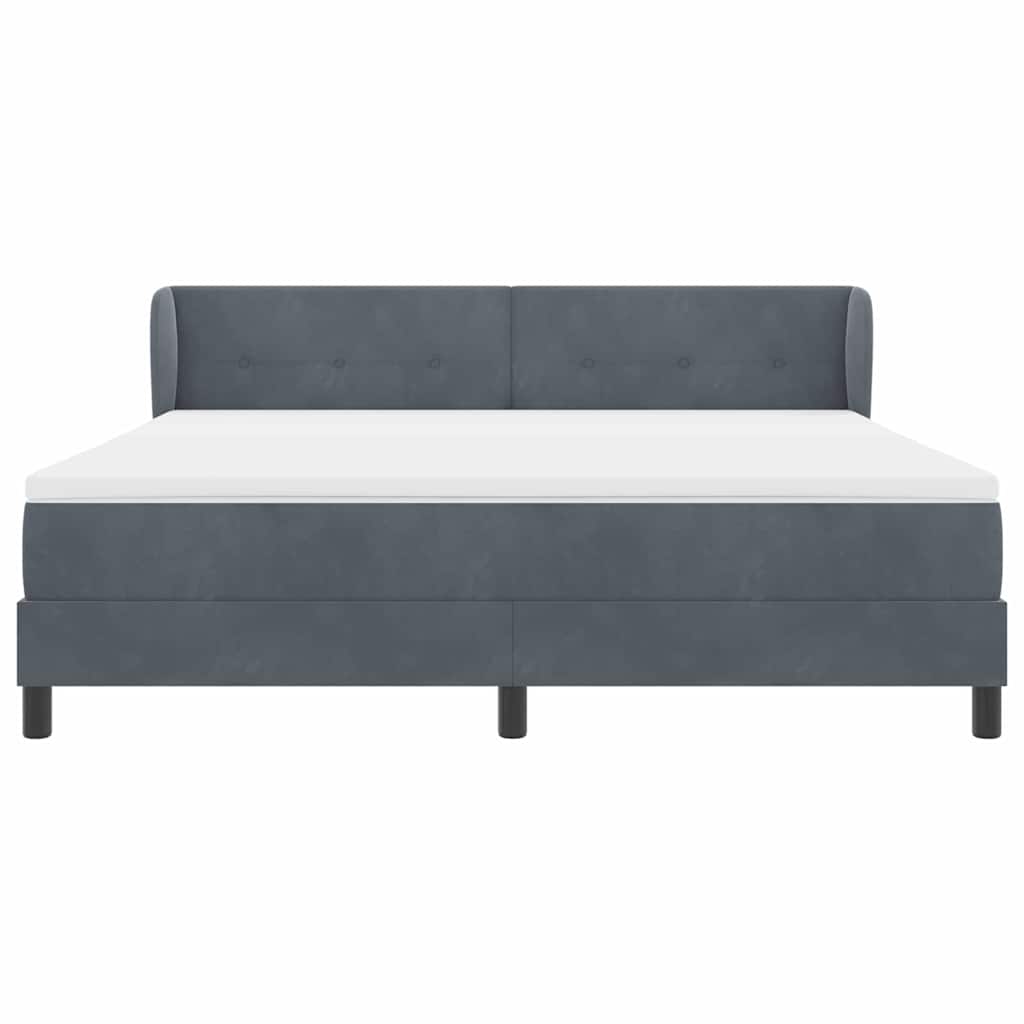 Boxspringbett mit Kopfteil Dunkelgrau 180 x 200 cm Samt