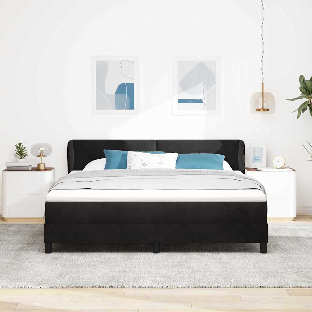 Boxspringbett mit Kopfteil Schwarz 180 x 200 cm Samt
