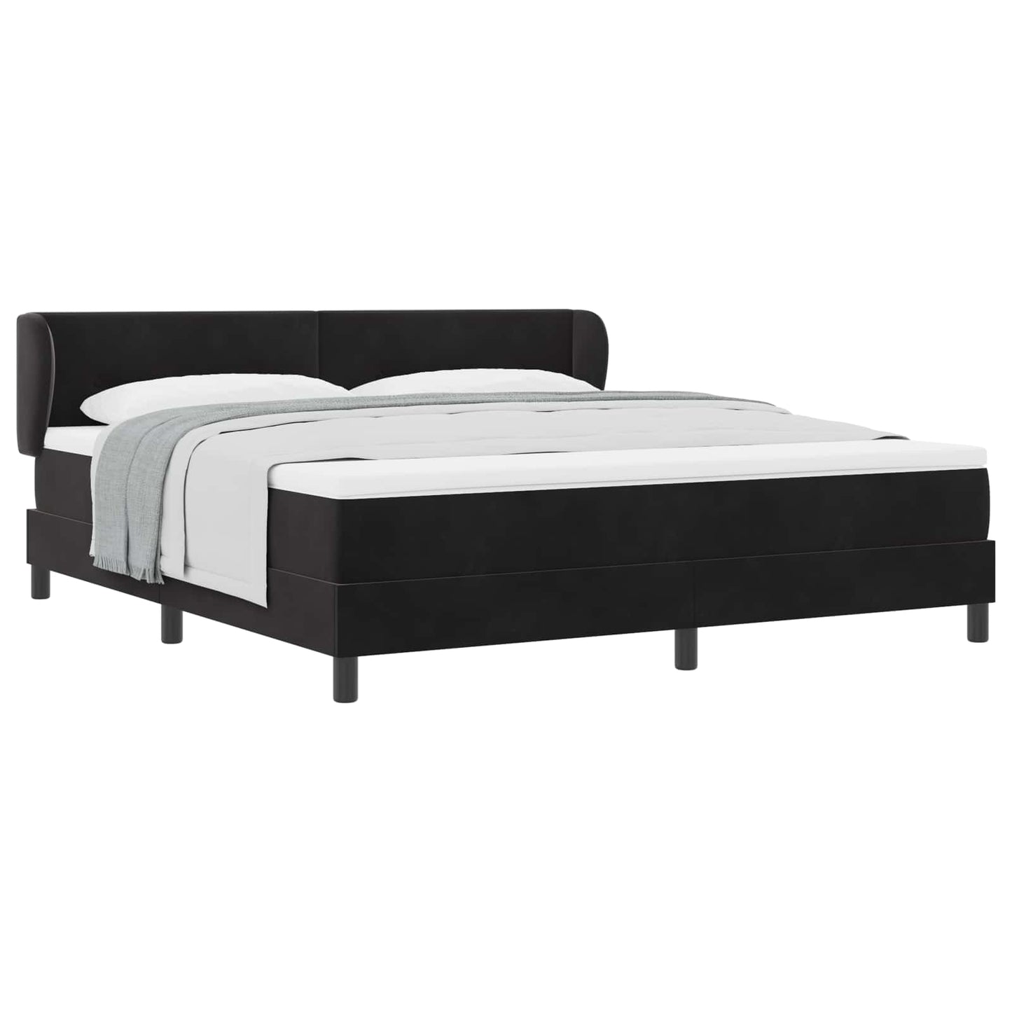 Boxspringbett mit Kopfteil Schwarz 180 x 200 cm Samt