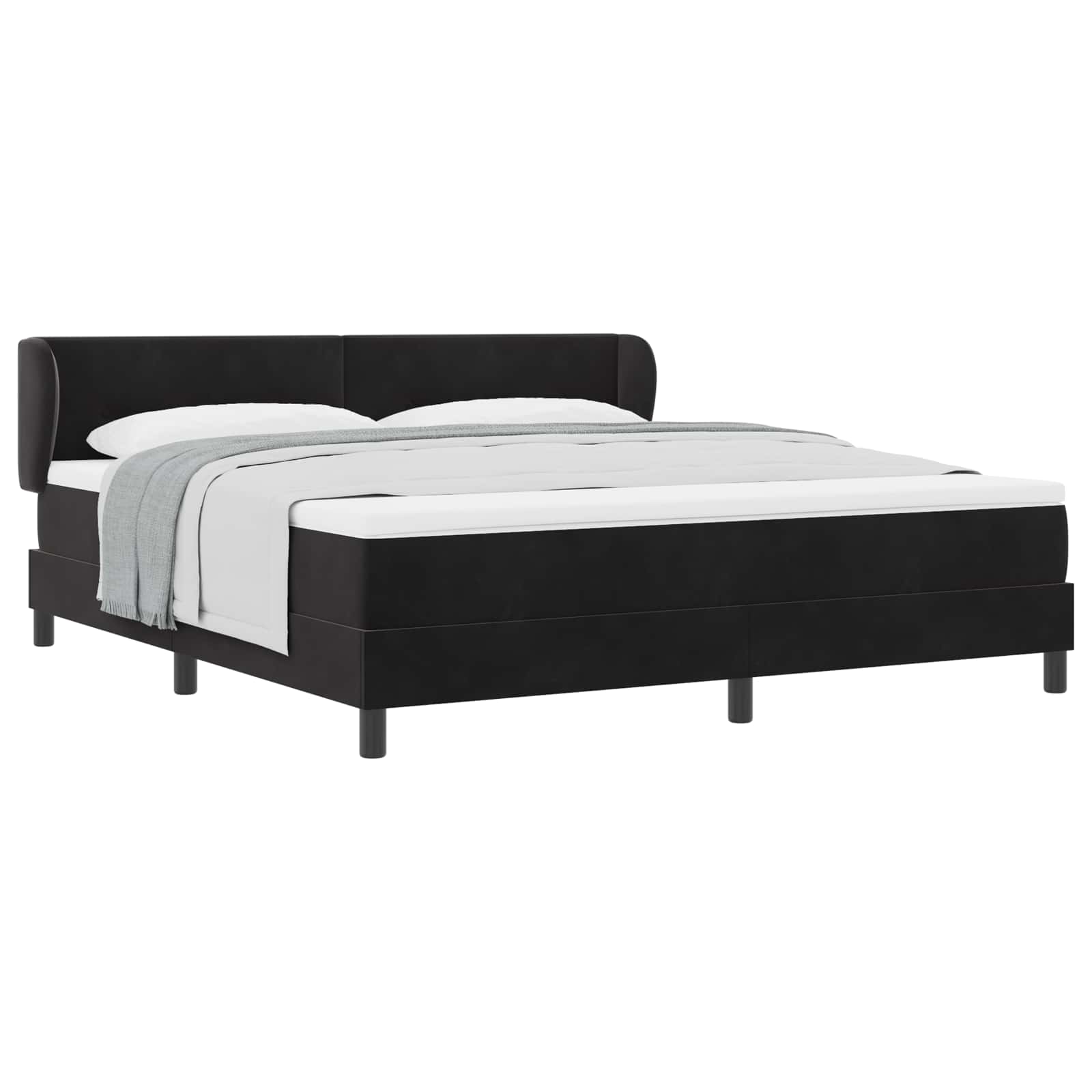 Boxspringbett mit Kopfteil Schwarz 180 x 200 cm Samt