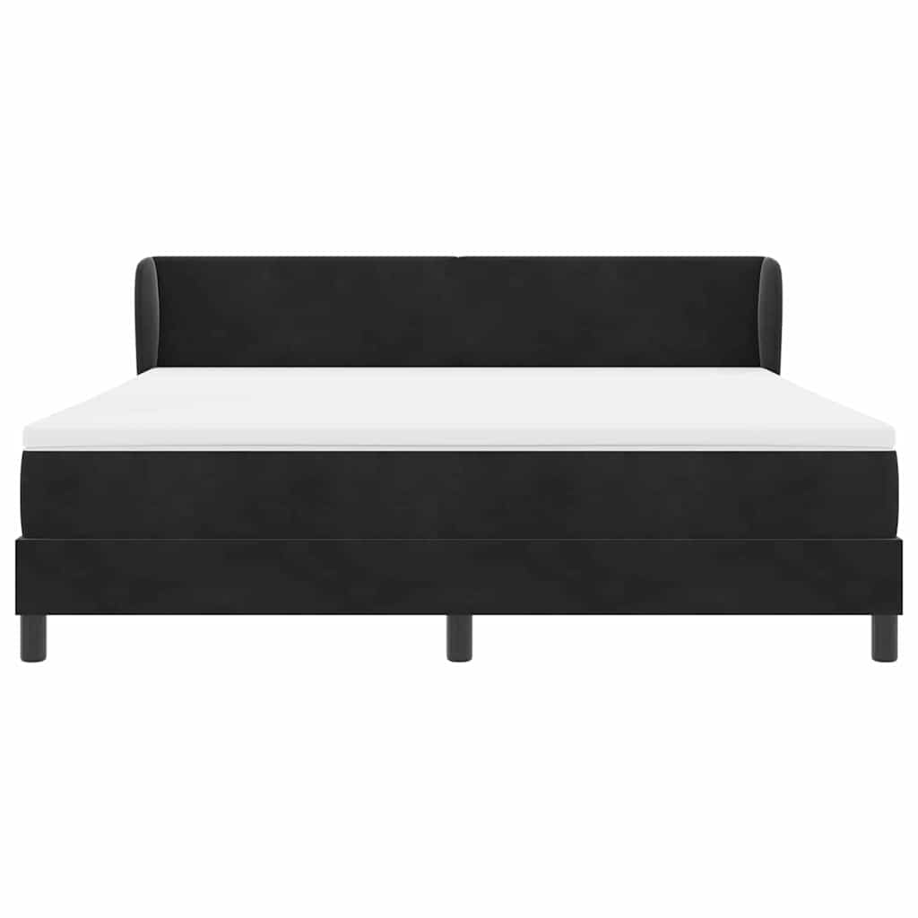 Boxspringbett mit Kopfteil Schwarz 180 x 200 cm Samt