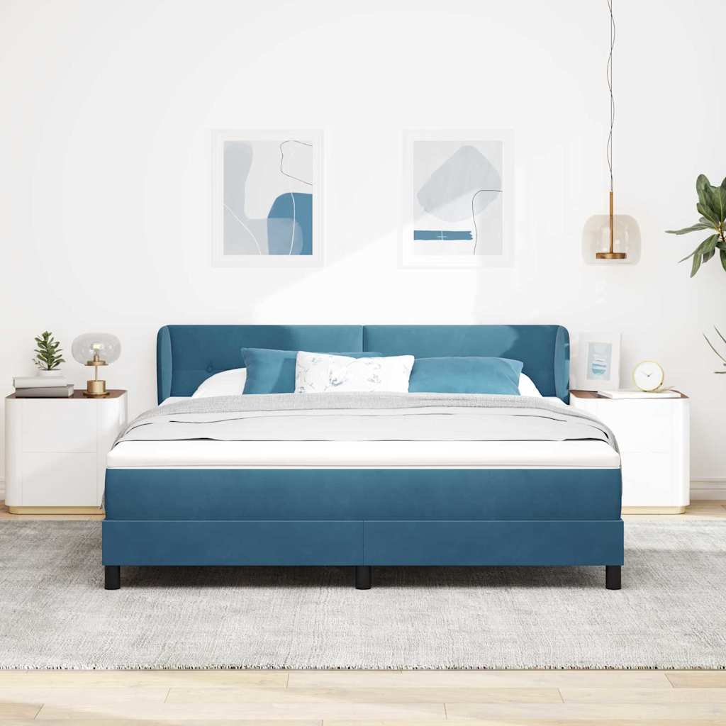 Boxspringbett mit Kopfteil Dunkelblau 180 x 200 cm Samt